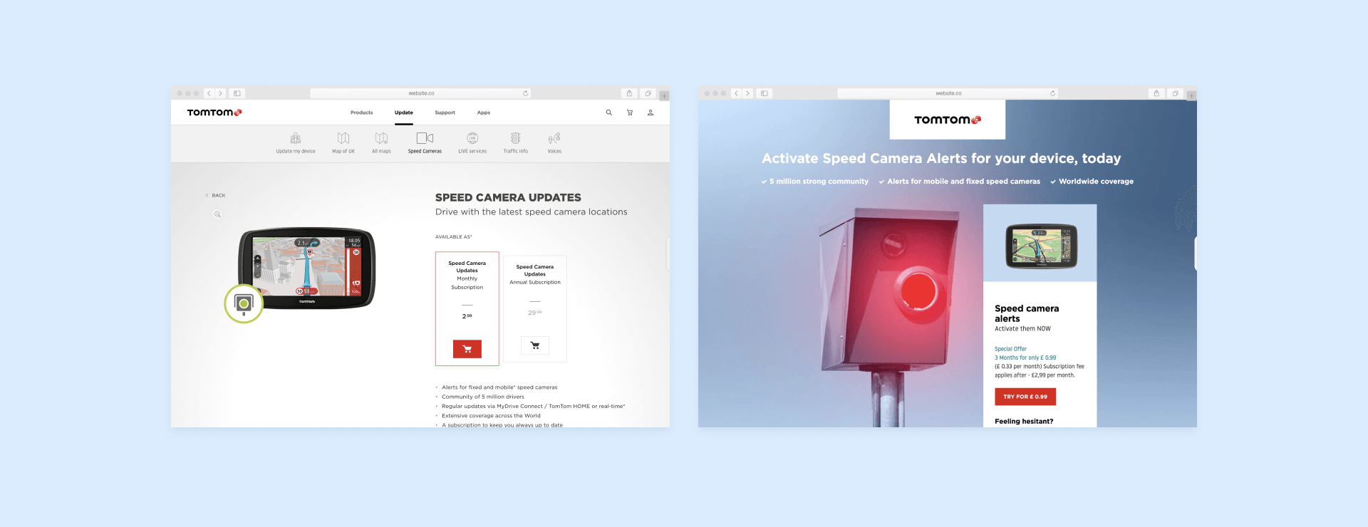 Speed camera subscriptions 